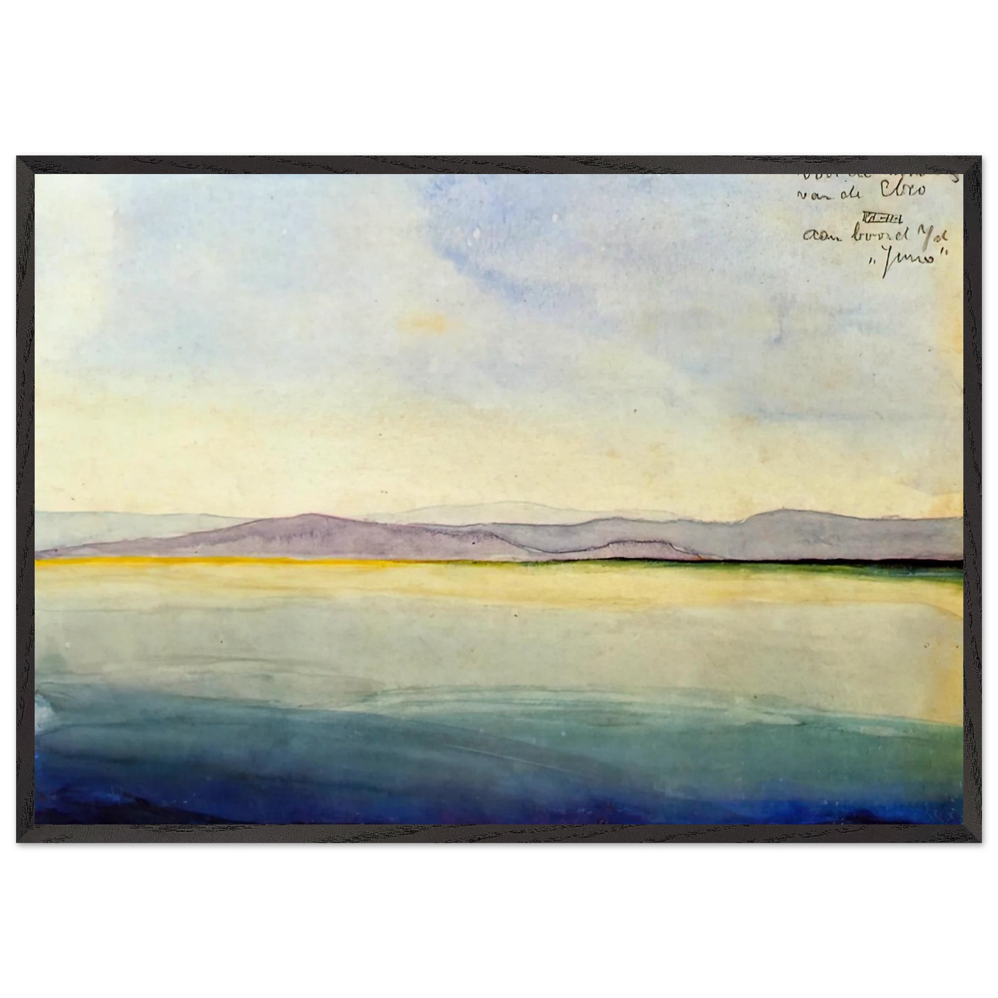 THE SEA AT THE MOUTH OF THE EBRO - MC Escher 70x100 cm / 28x40 inches Framed Art Print – Black Wooden Frame | Maurits Cornelis Escher Prints