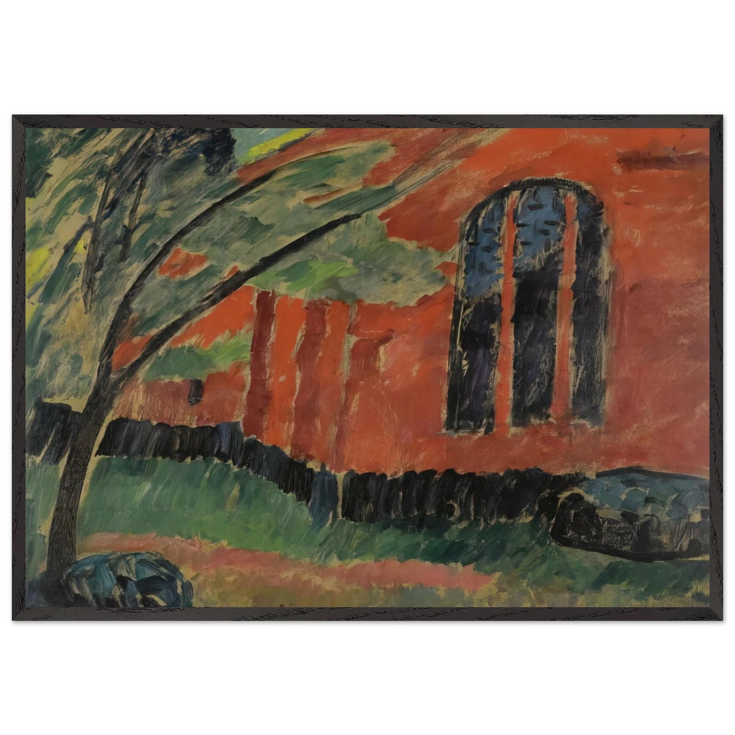 THE CHURCH IN PREROW 1911 - Alexej von Jawlensky 70x100 cm / 28x40 inches Framed Art Print – Black Wooden Frame