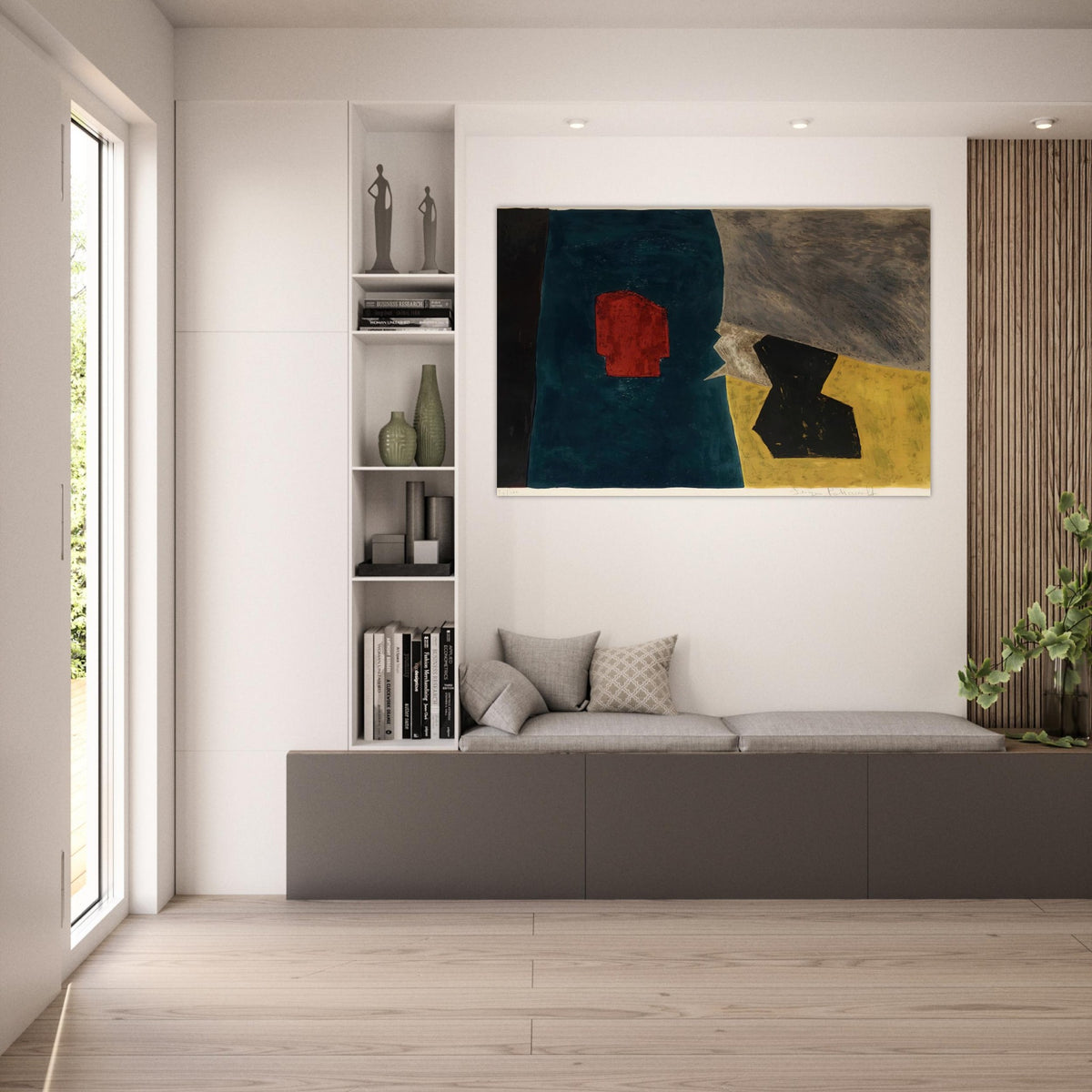 Composition bleue, jaune et grise - 1958 - Serge Poliakoff Art Prints - 100x150 cm / 40x60″ inches | Serge Poliakoff Poster | Serge Poliakoff Prints