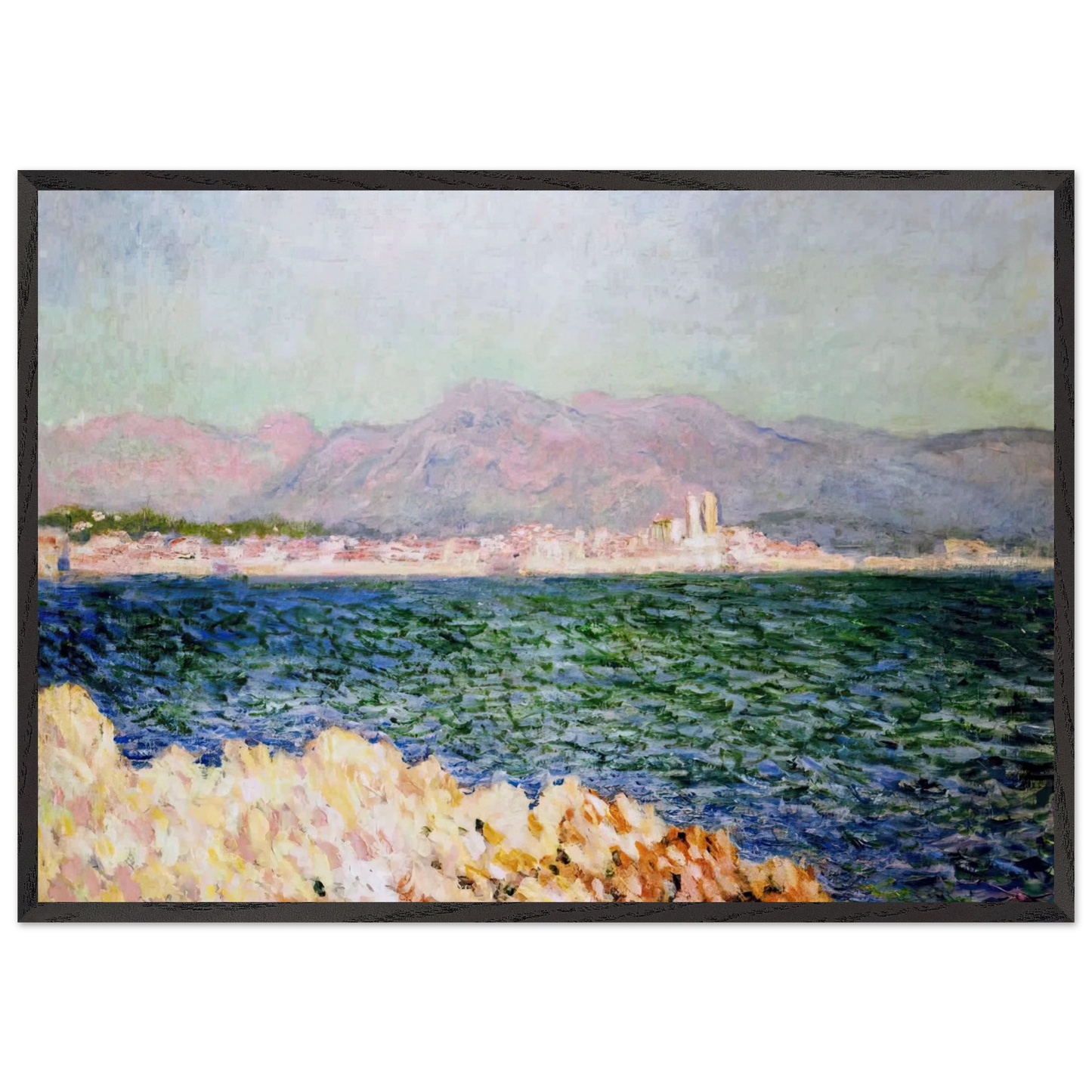 The Gulf of Antibes - claude monet 70x100 cm / 28x40 inches Framed Art Print – Black Wooden Frame