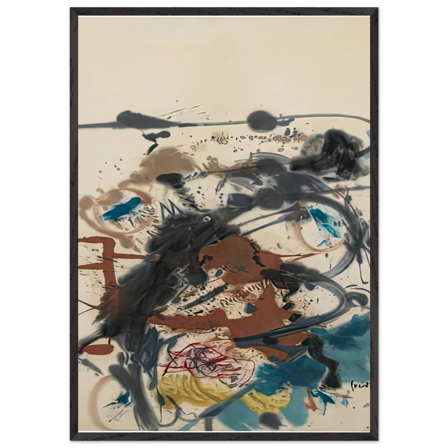Winter Hunt 1958- - Helen Frankenthaler 70x100 cm / 28x40 inches Framed Art Print – Black Wooden Frame