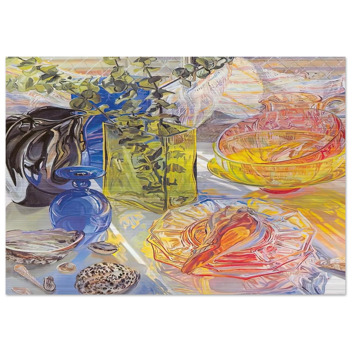 GLASS AND SHELLS 1990 - Janet Fish Brushed Aluminum Print - 70x100 cm / 28x40 inches | Janet Fish Aluminum Print | Janet Fish Prints