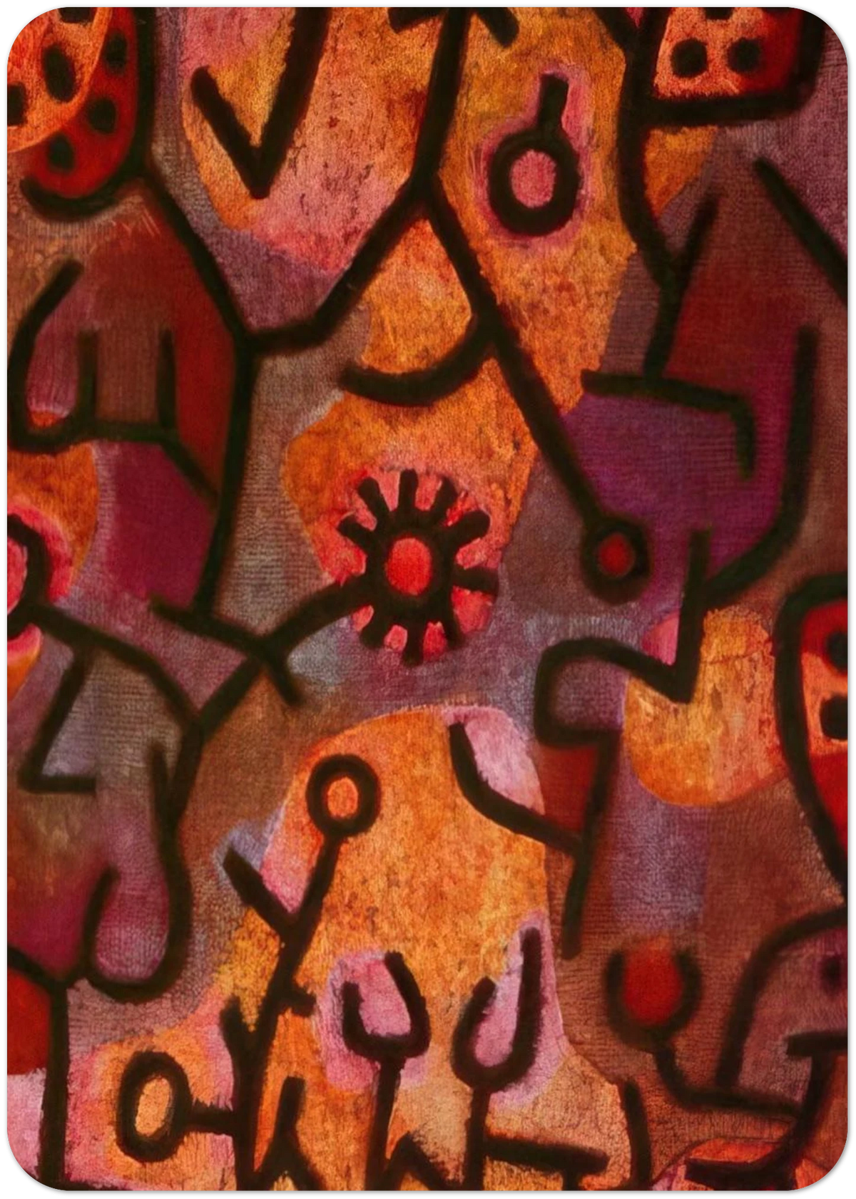 FLORA ON ROCKS SUN 1940 By Paul Klee Pack of 10 Post Cards | Paul Klee Post Cards | A6 (10.5 x 14.8 cm) - 4.1 x 5.8 inches