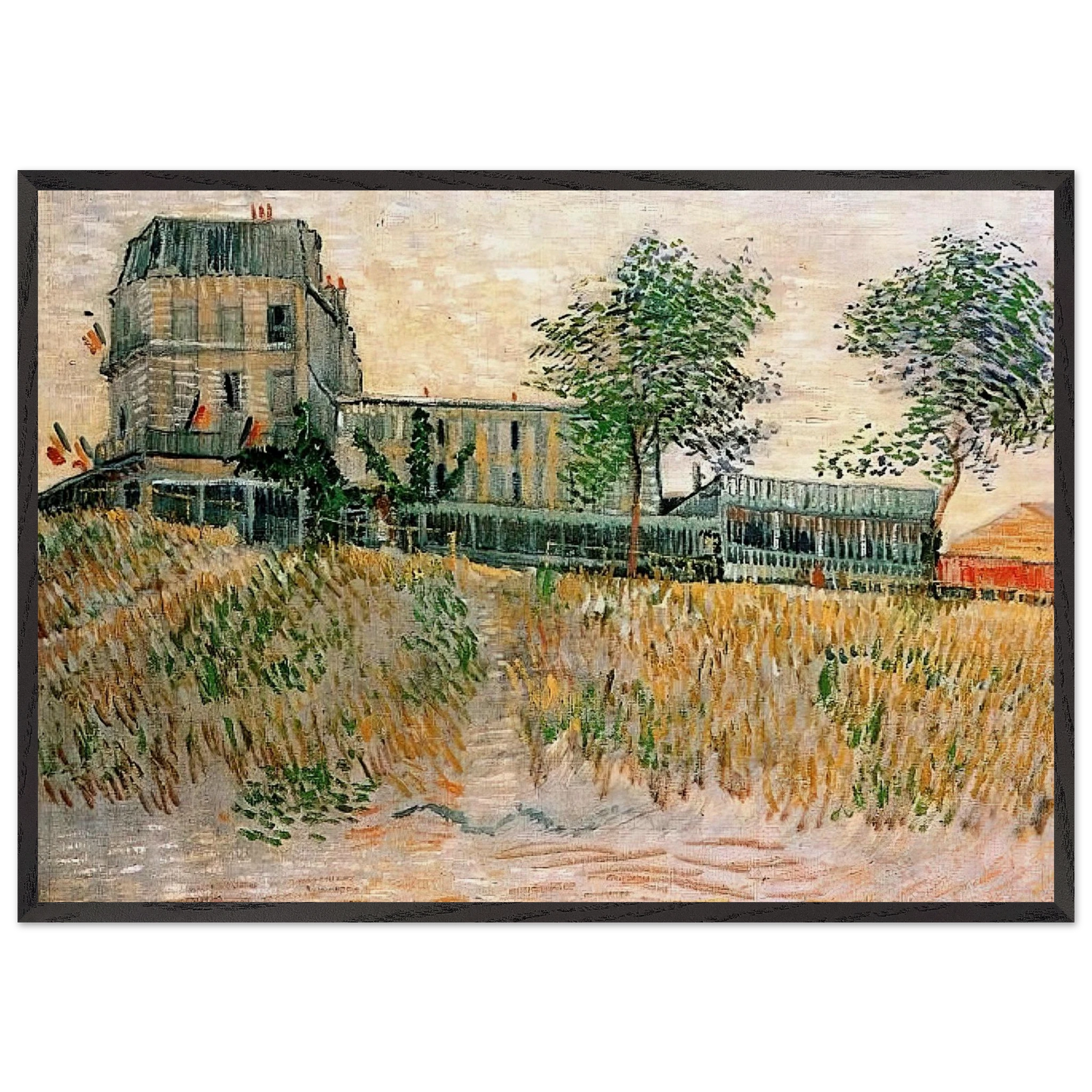 The Restaurant de la Sirene at Asnieres - Vincent van Gogh 70x100 cm / 28x40 inches Framed Art Print – Black Wooden Frame