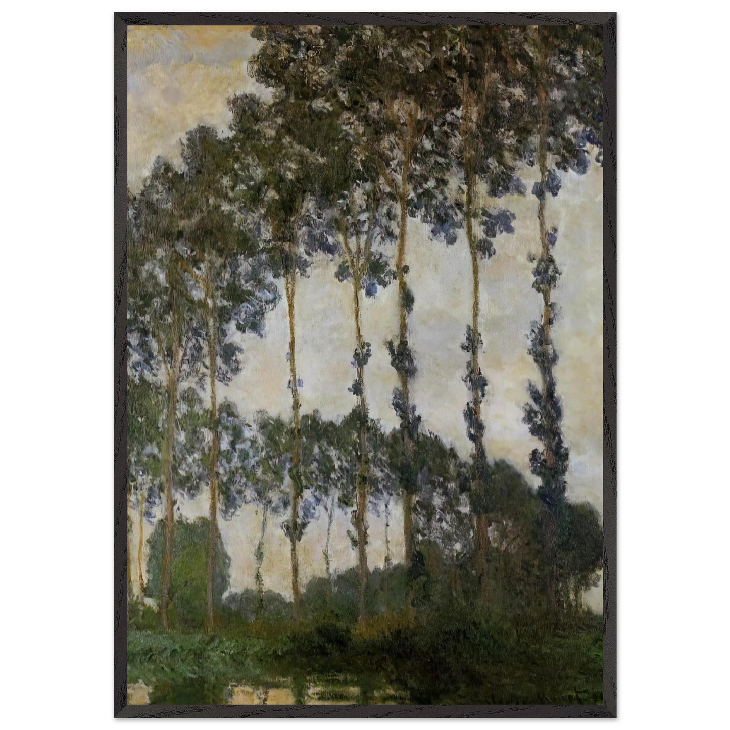 Poplars at Giverny - claude monet 70x100 cm / 28x40 inches Framed Art Print – Black Wooden Frame