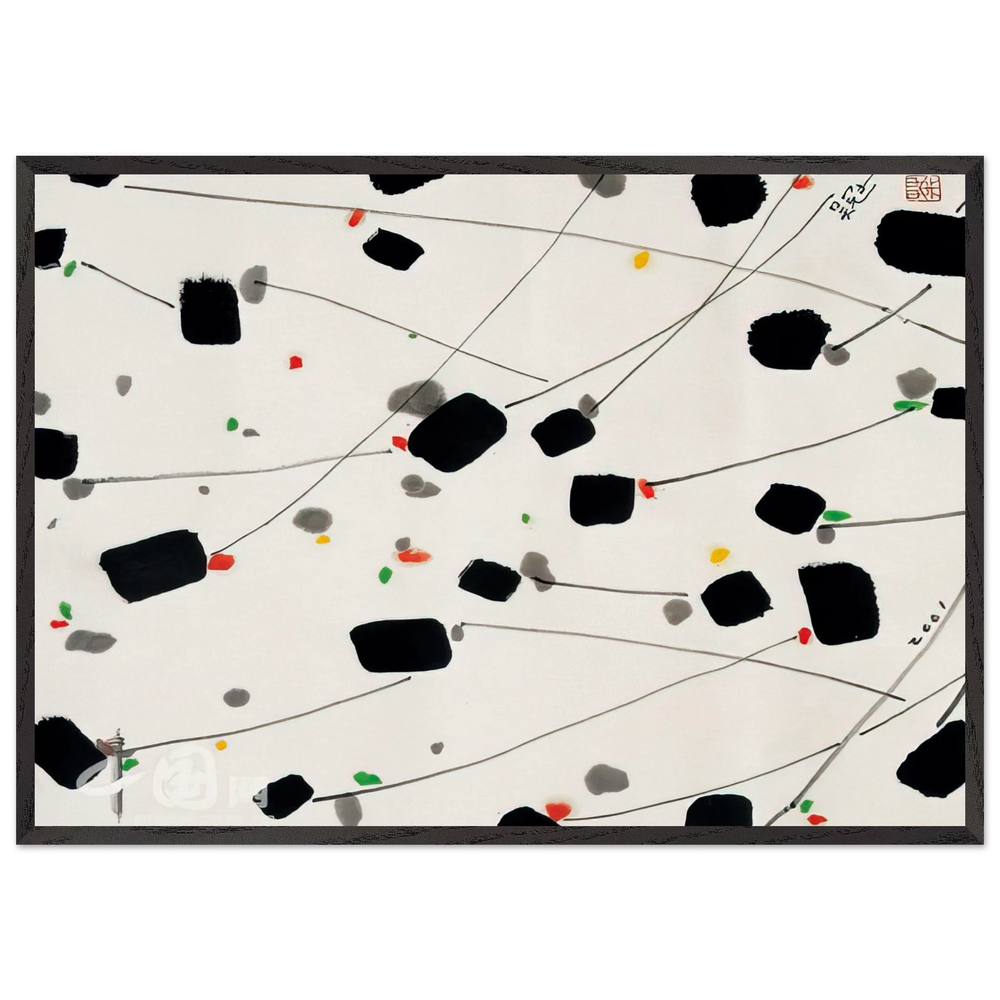 Spring Breeze - 2001 - Wu Guanzhong 70x100 cm / 28x40 inches Framed Art Print – Black Wooden Frame