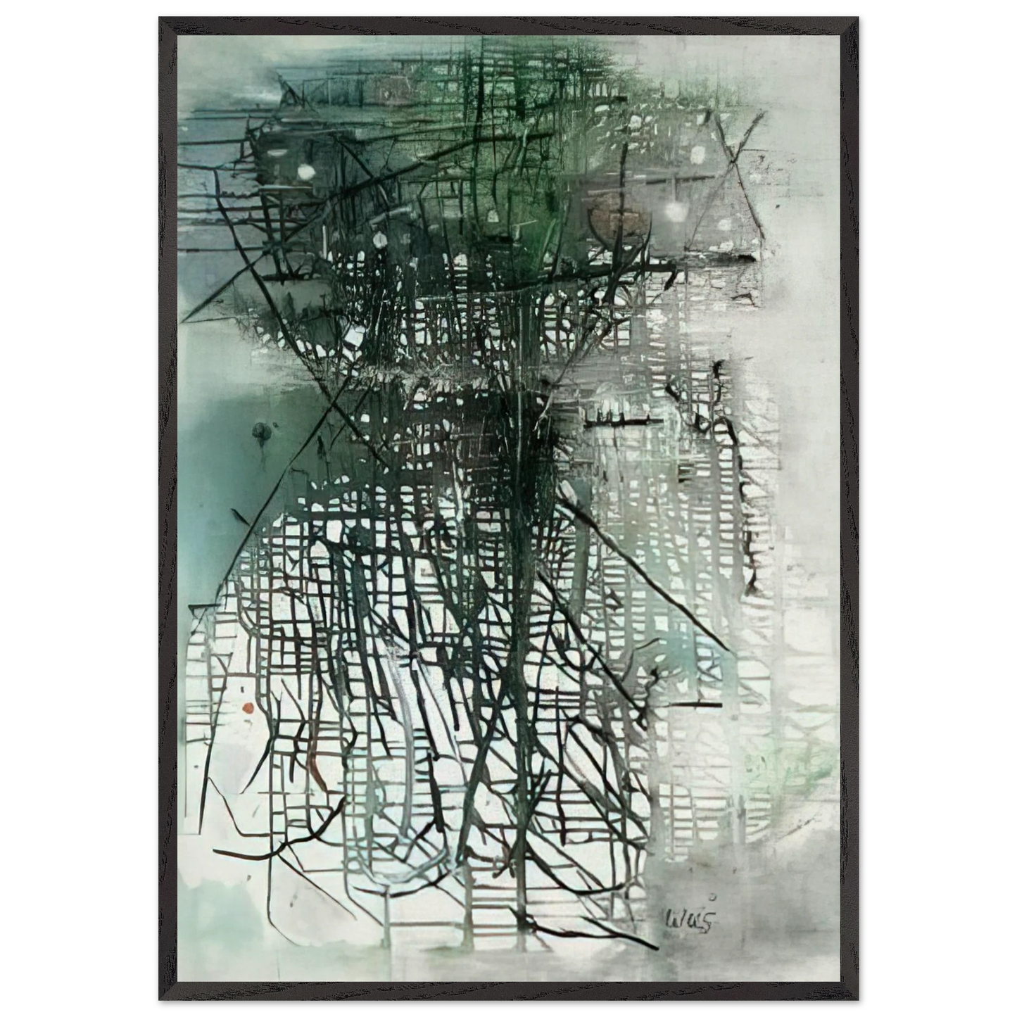 Composition - Art Informel N2 - Wols 70x100 cm / 28x40 inches Framed Art Print – Black Wooden Frame