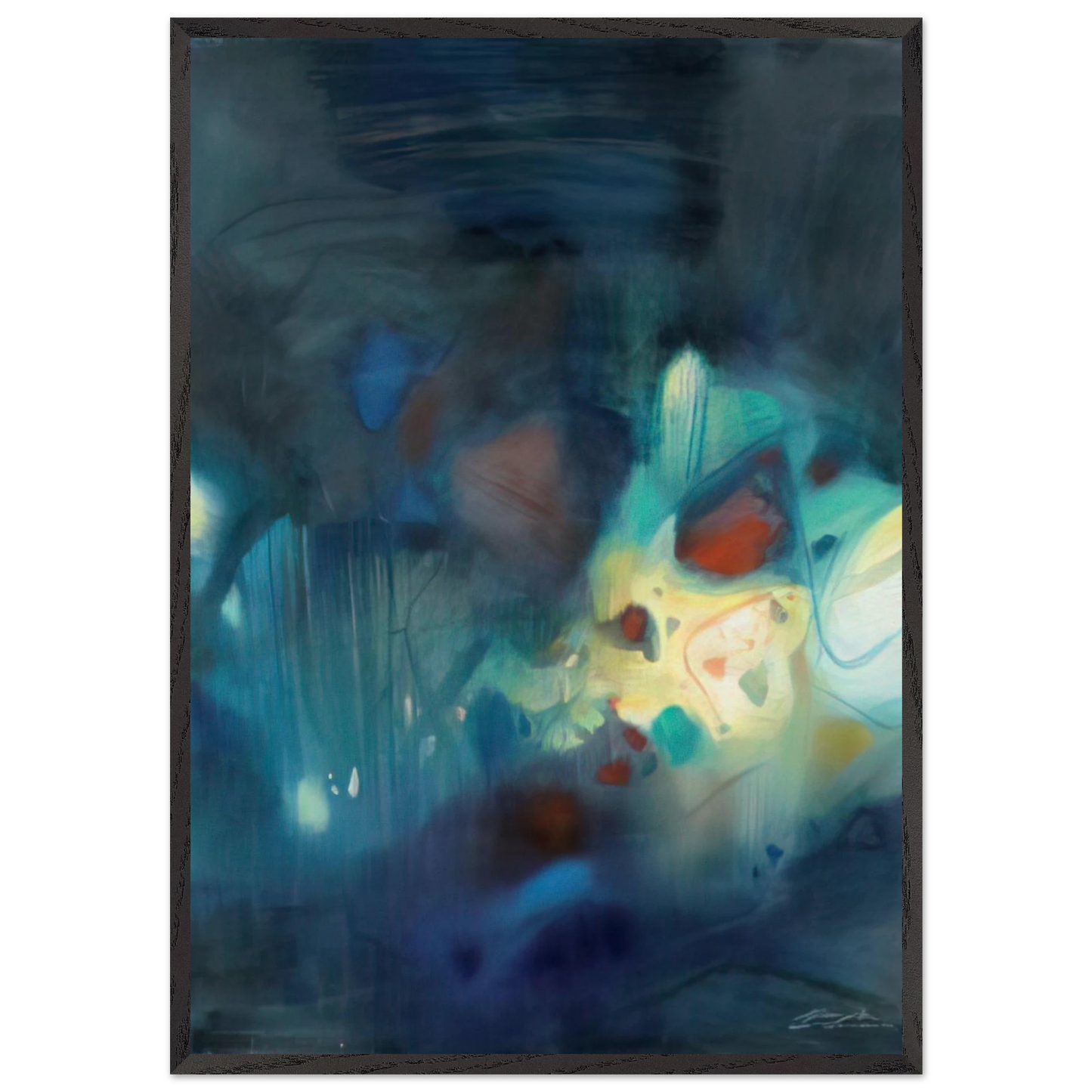 CLAIR D OBSCURITE 1988 - Chu teh Chun 70x100 cm / 28x40 inches Framed Art Print – Black Wooden Frame