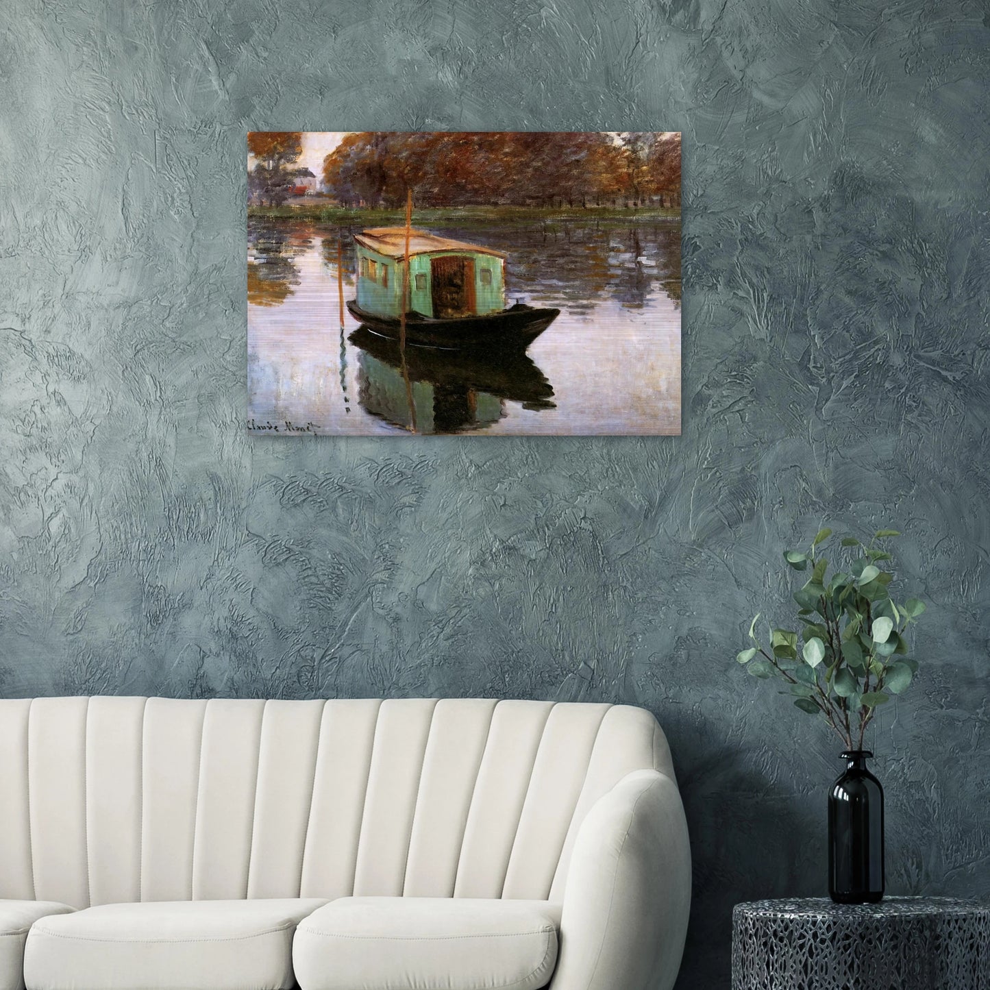 The Studio-Boat - claude monet Brushed Aluminum Print - 70x100 cm / 28x40 inches | claude monet Aluminum Print | claude monet Prints