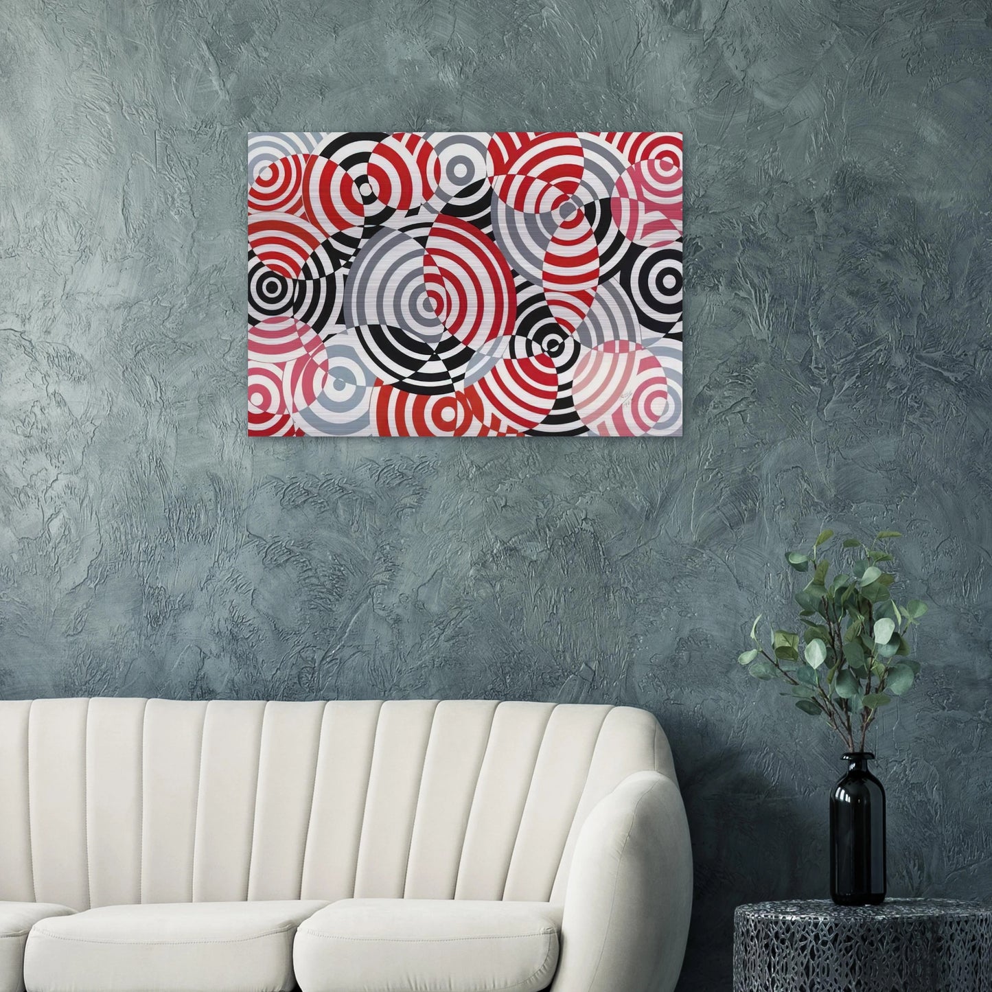 Interférences en rouge et gris No. 640 - 1963 - Antonio Asis Brushed Aluminum Print - 70x100 cm / 28x40 inches | Antonio Asis Aluminum Print | Antonio Asis Prints