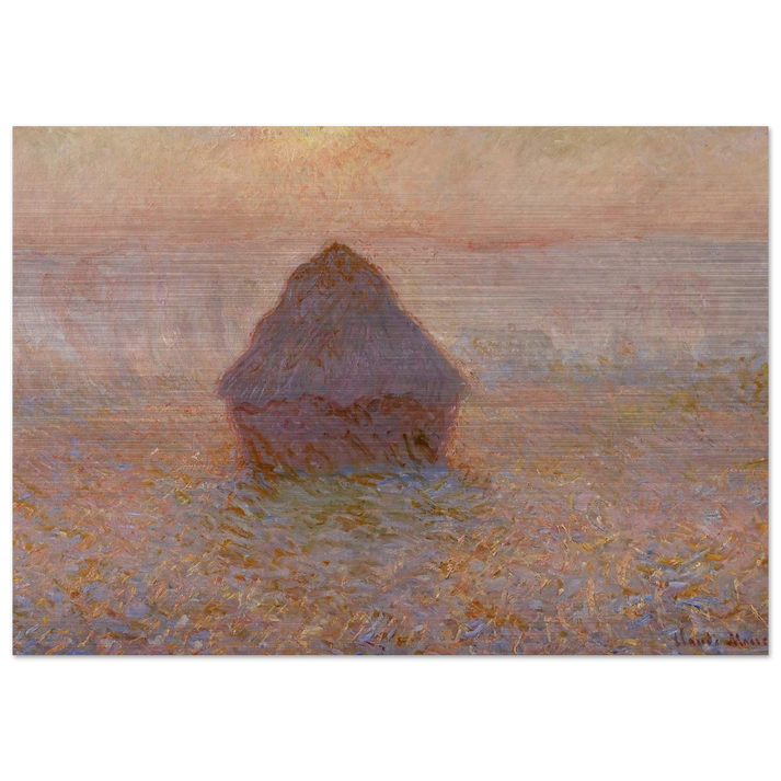 Grainstack, Sun in the Mist - claude monet Brushed Aluminum Print - 70x100 cm / 28x40 inches | claude monet Aluminum Print | claude monet Prints