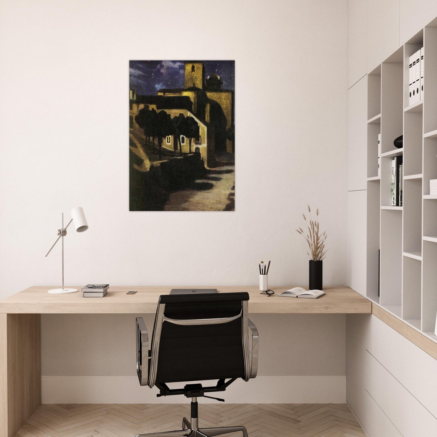 NIGHT SCENE IN AVILA 1907 - Diego Rivera Brushed Aluminum Print - 70x100 cm / 28x40 inches | Diego Rivera Aluminum Print | Diego Rivera Prints