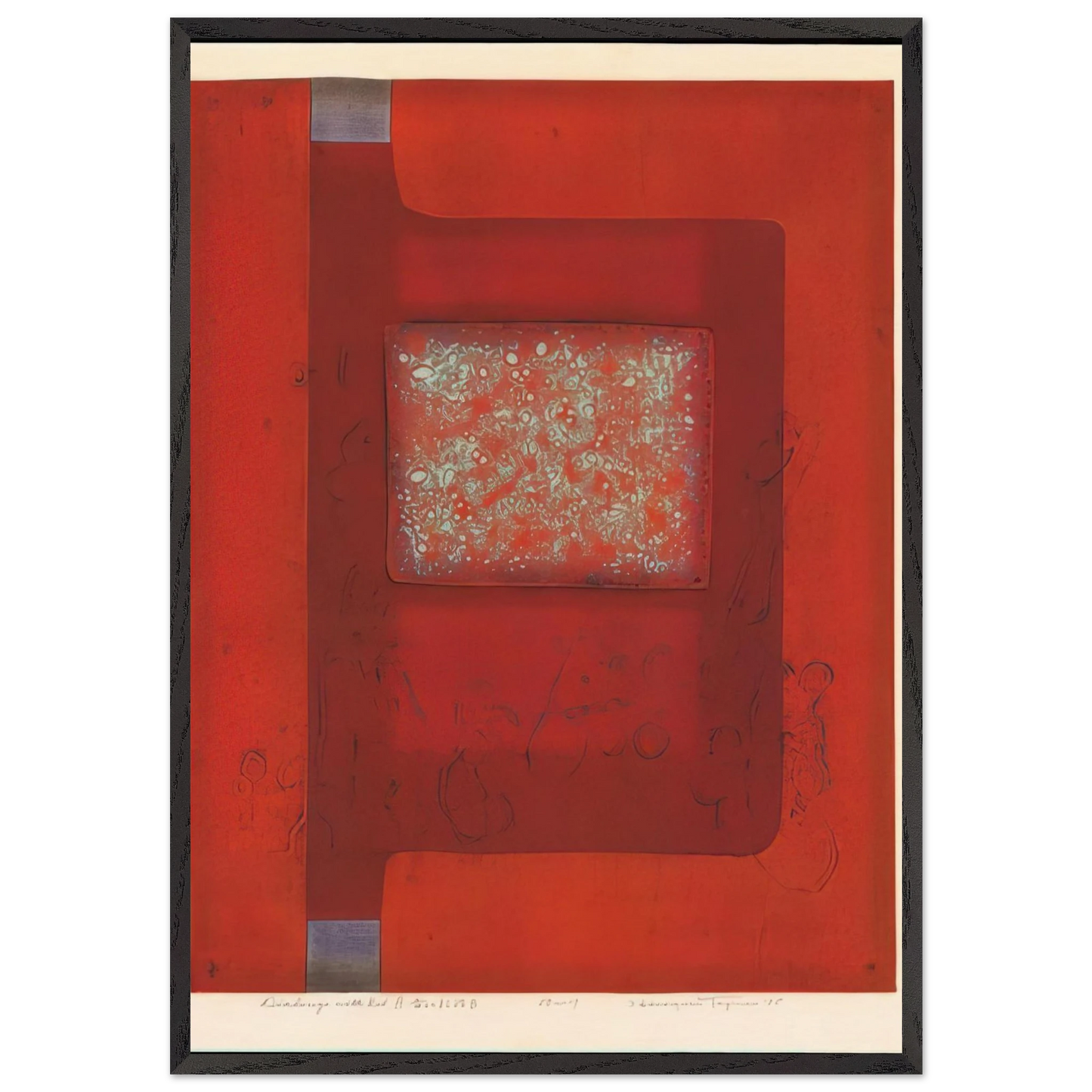 Dialogue With Red B - 1975 - Hiroyuki Tajima 70x100 cm / 28x40 inches Framed Art Print – Black Wooden Frame