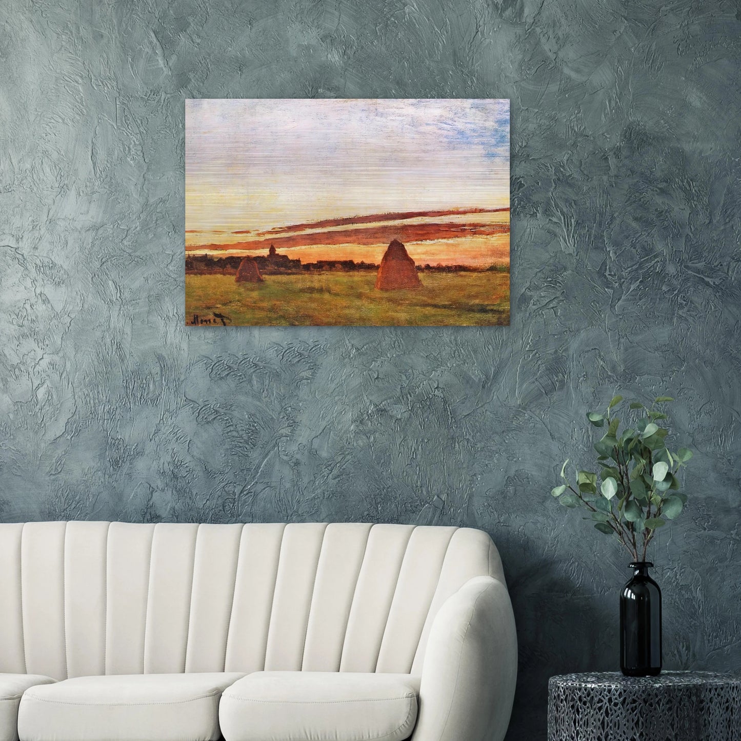 Haystacks at Chailly - claude monet Brushed Aluminum Print - 70x100 cm / 28x40 inches | claude monet Aluminum Print | claude monet Prints