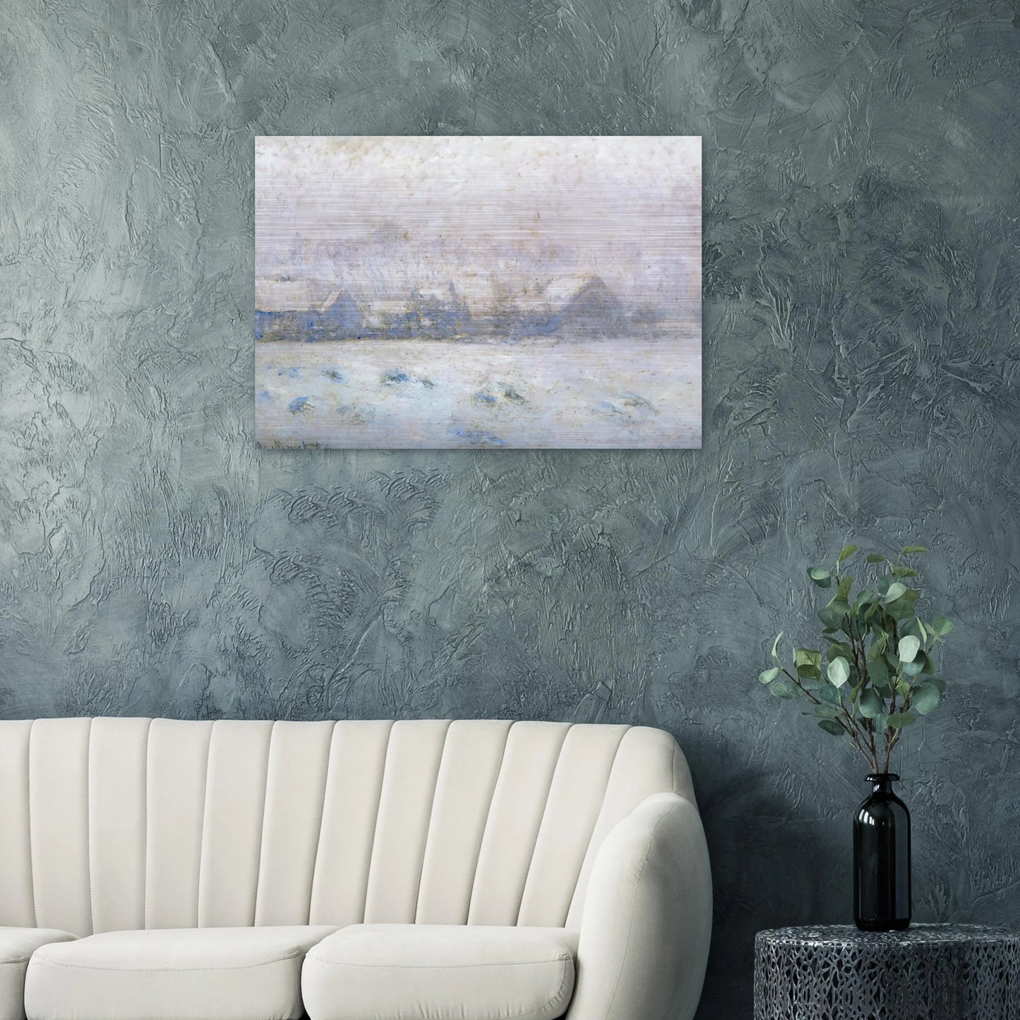Snow Effect, Giverny - claude monet Brushed Aluminum Print - 70x100 cm / 28x40 inches | claude monet Aluminum Print | claude monet Prints