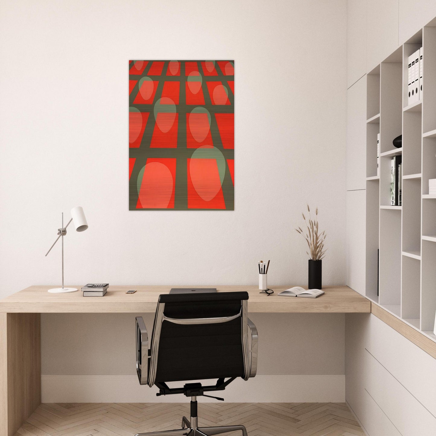 Untitled - Faces in a Grid Red - 1971 - Clarence Holbrook Carter Brushed Aluminum Print - 70x100 cm / 28x40 inches | Clarence Holbrook Carter Aluminum Print | Clarence Holbrook Carter Prints