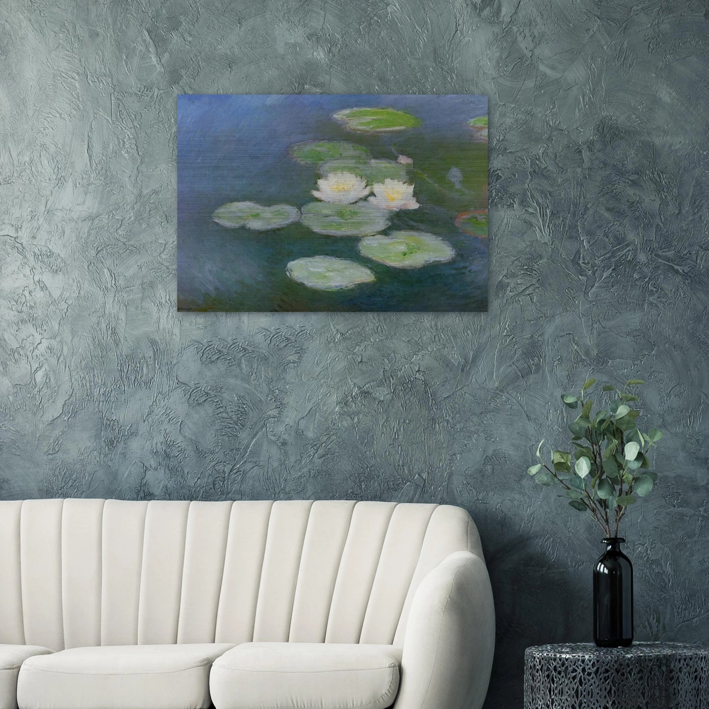 Water Lilies, Evening Effect - claude monet Brushed Aluminum Print - 70x100 cm / 28x40 inches | claude monet Aluminum Print | claude monet Prints