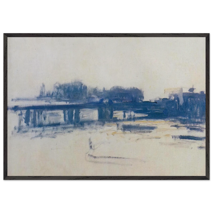 Charing Cross Bridge study - claude monet 70x100 cm / 28x40 inches Framed Art Print – Black Wooden Frame