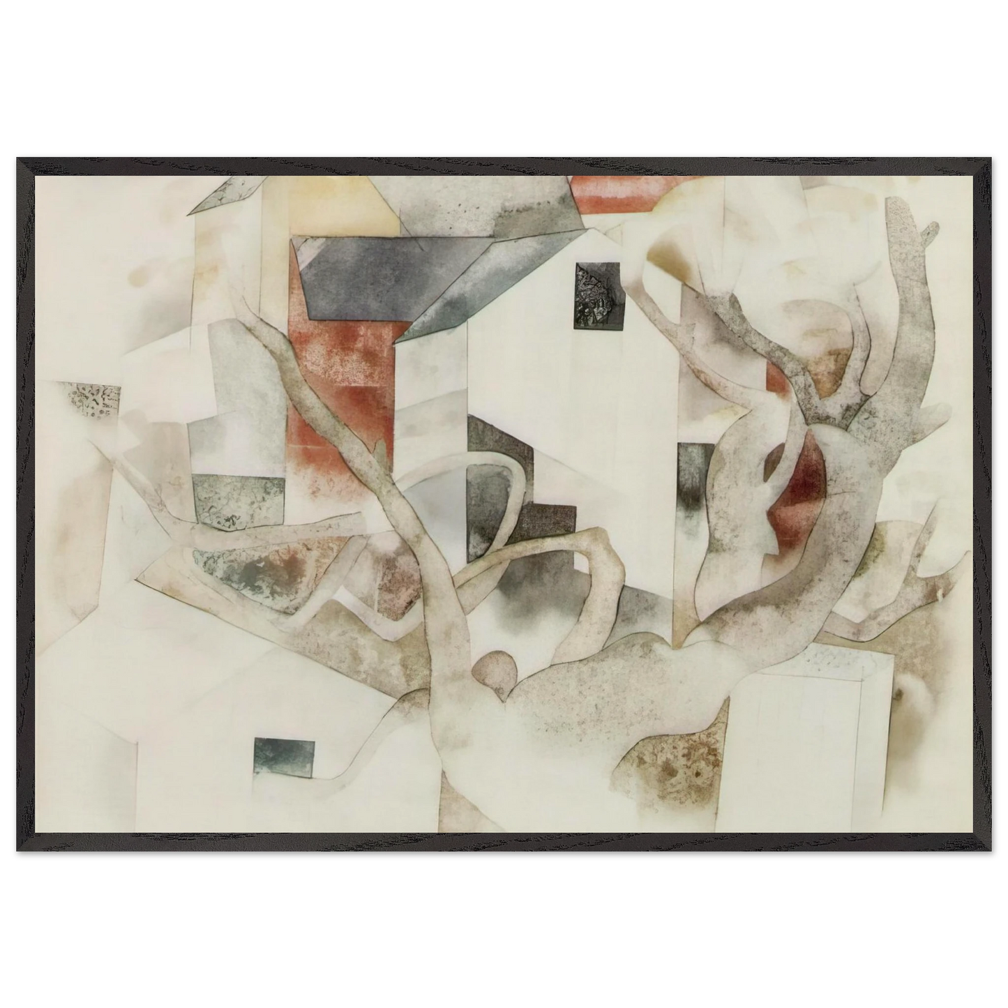 Trees and Barns Bermuda - 1917 - Charles Demuth 70x100 cm / 28x40 inches Framed Art Print – Black Wooden Frame