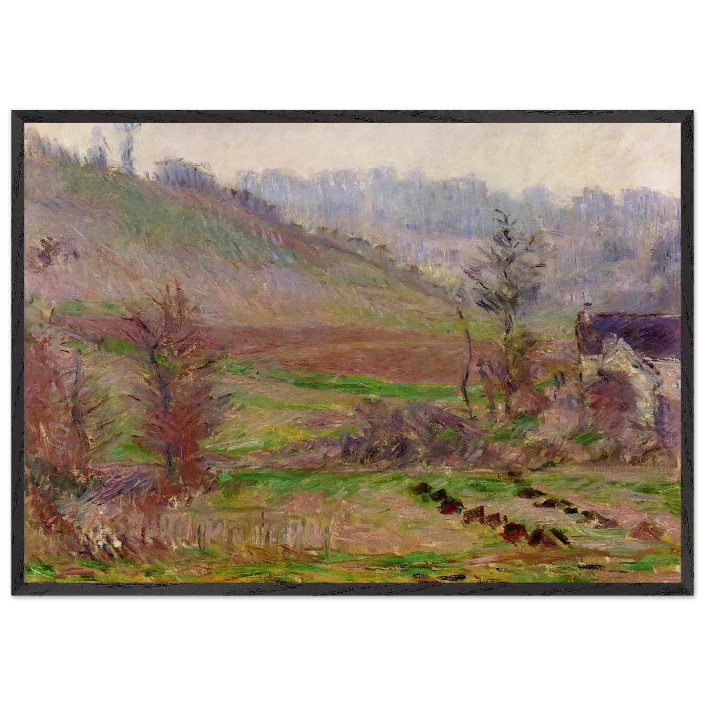 Valley of Falaise - claude monet 70x100 cm / 28x40 inches Framed Art Print – Black Wooden Frame