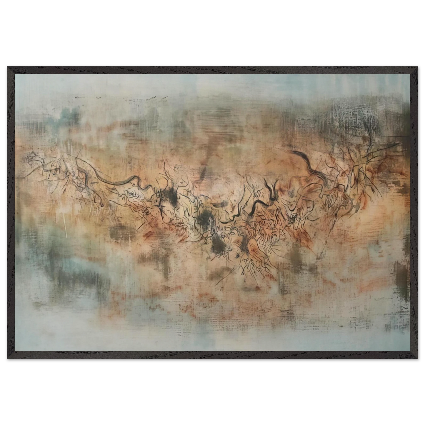 VENT ET POUSSI RE 1957 - Zao Wou-Ki 70x100 cm / 28x40 inches Framed Art Print – Black Wooden Frame
