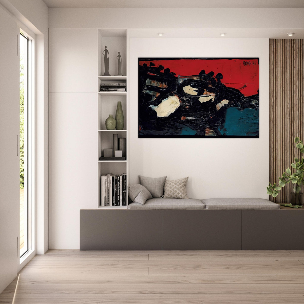 Ciel Rouge Sur Le Lac - 1961 - S. H. Raza Art Prints - 100x150 cm / 40x60″ inches | S. H. Raza Poster | S. H. Raza Prints