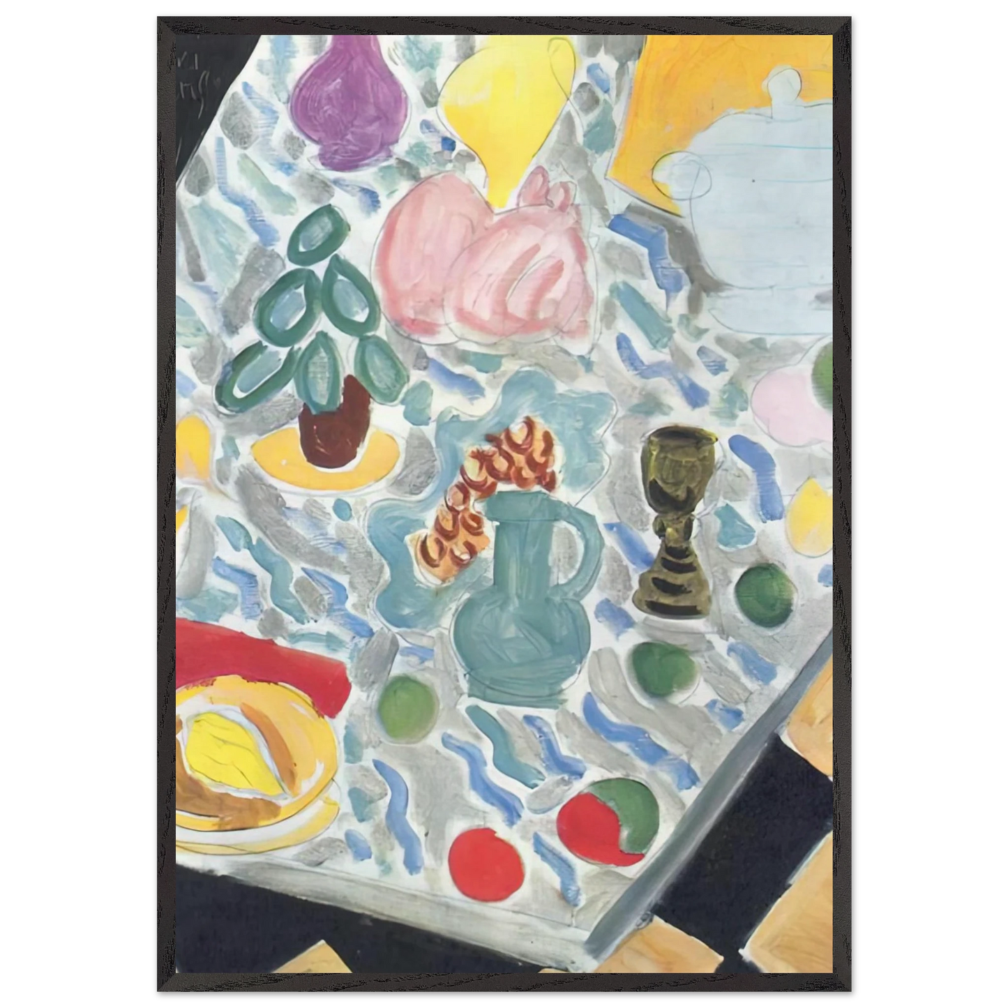 STILL LIFE WITH A MARBLE TABLE 1941 - Henri Matisse 70x100 cm / 28x40 inches Framed Art Print – Black Wooden Frame