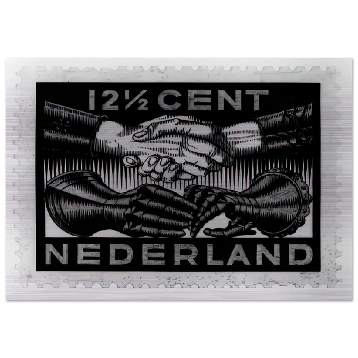 DESIGN FOR DUTCH PEASE POSTAGE STAMP MARCH 1932 1932 - MC Escher Brushed Aluminum Print - 70x100 cm / 28x40 inches | MC Escher Aluminum Print | MC Escher Prints