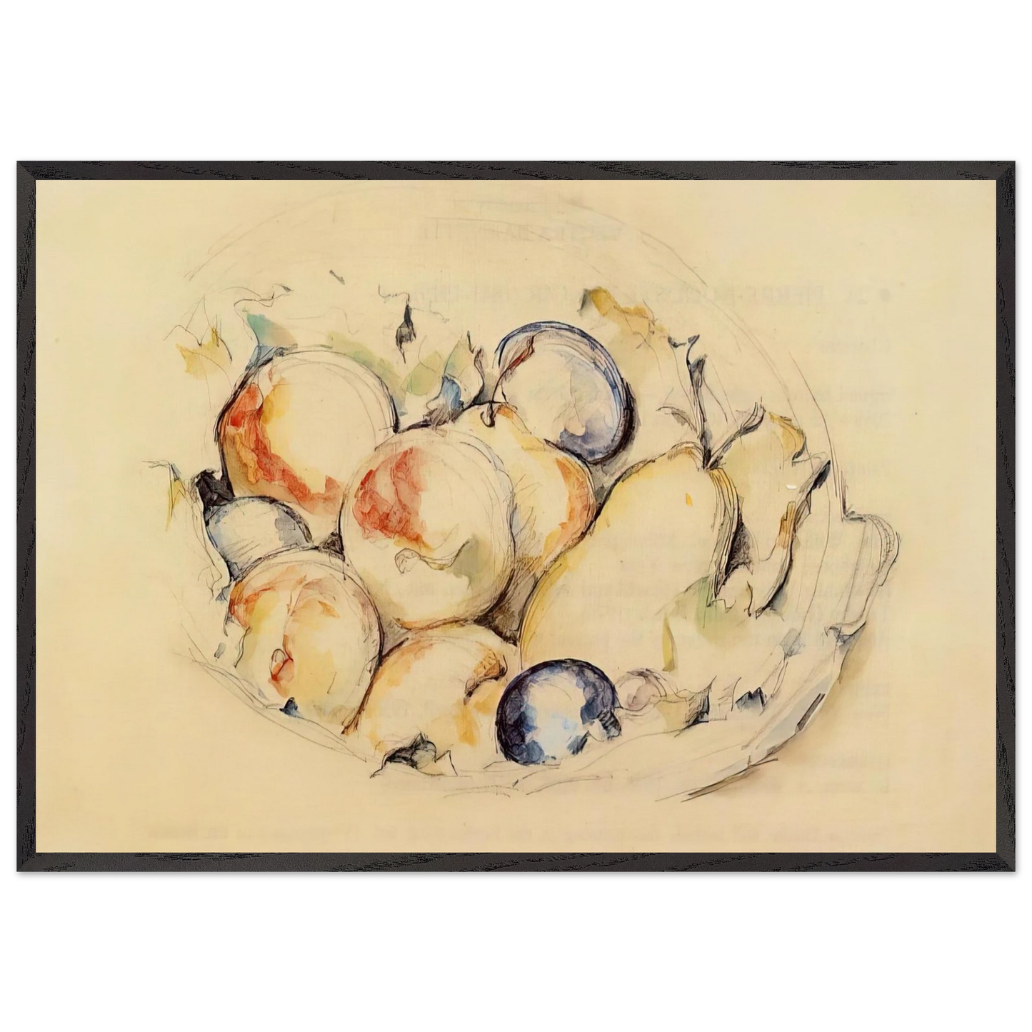 Fruits - Paul Cezanne 70x100 cm / 28x40 inches Framed Art Print – Black Wooden Frame