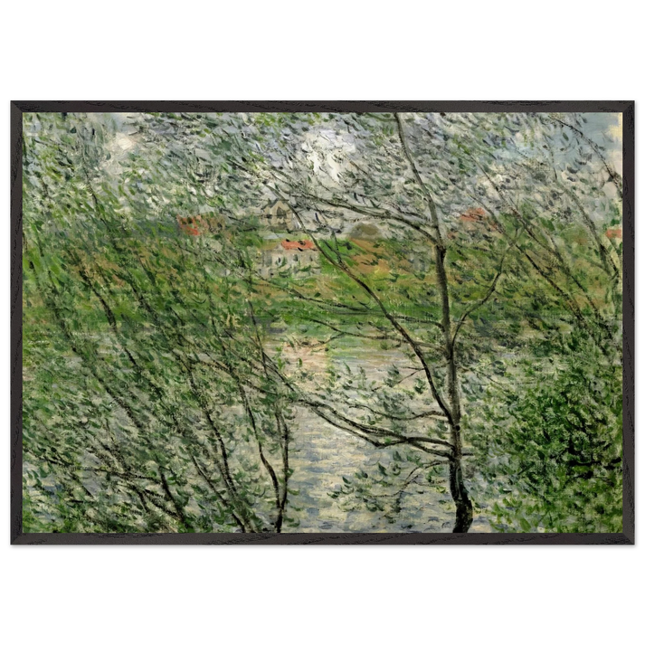 The Isle Grande-Jatte on the Siene - claude monet 70x100 cm / 28x40 inches Framed Art Print – Black Wooden Frame