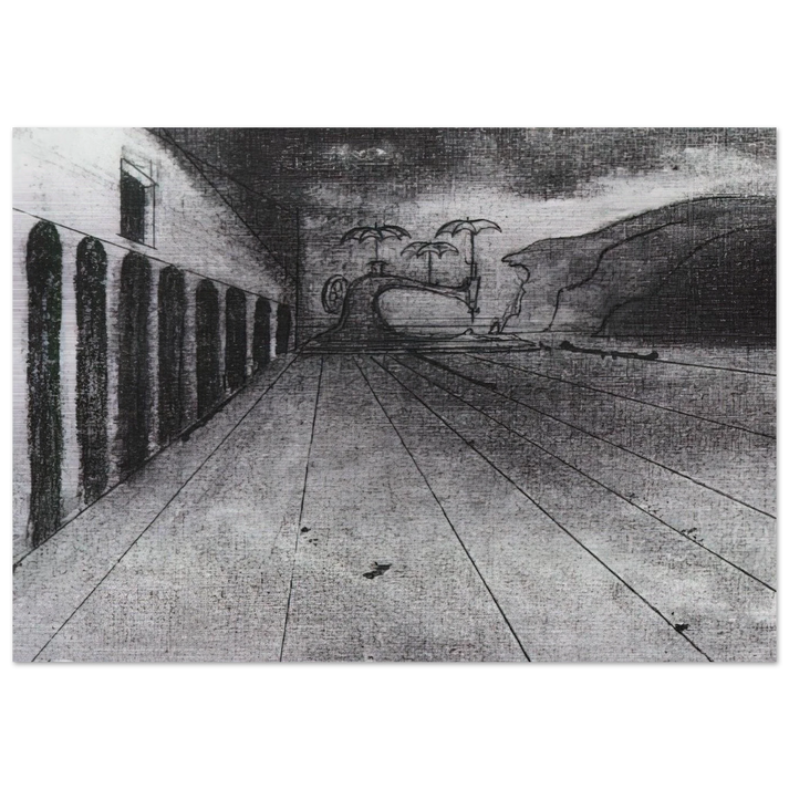 LANDSCAPE AFTER DE CHIRICO UNFINISHED - Salvador Dali Brushed Aluminum Print - 70x100 cm / 28x40 inches | Salvador Dali Aluminum Print | Salvador Dali Prints