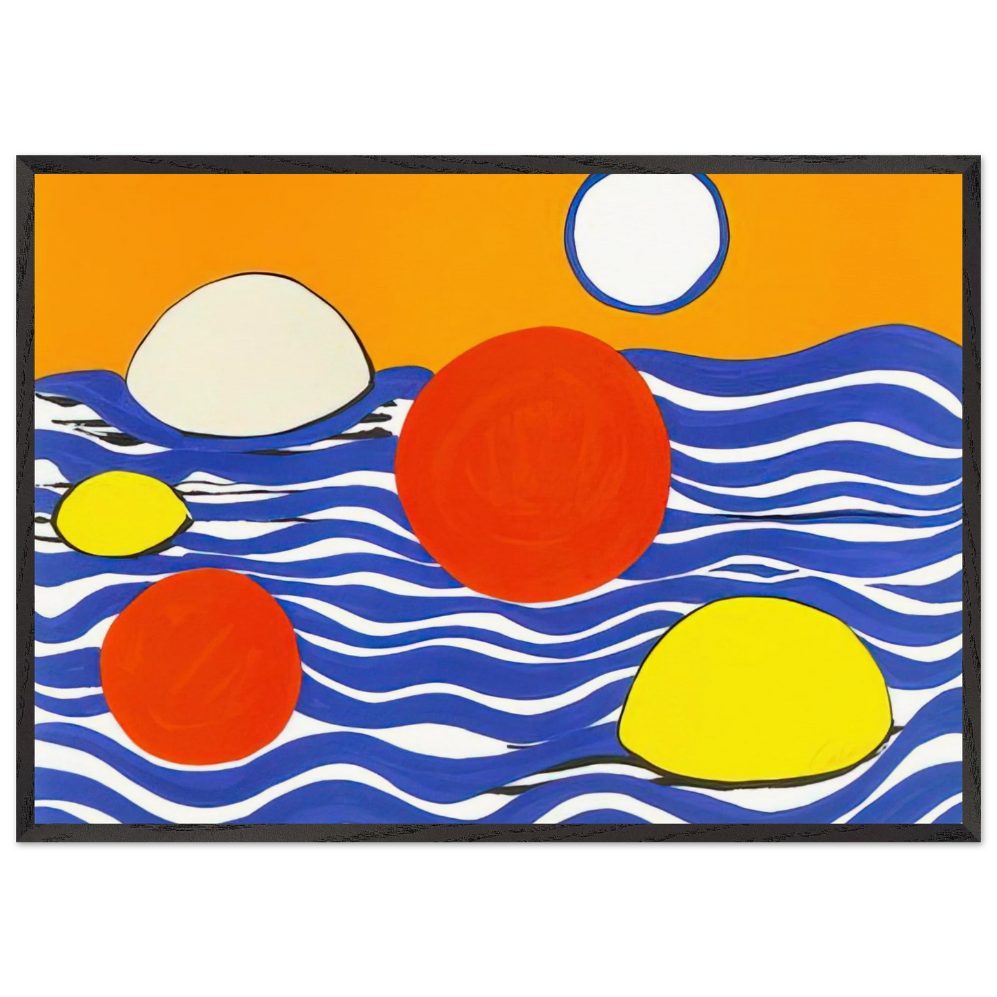 WAVES 1973 - Alexander Calder 70x100 cm / 28x40 inches Framed Art Print – Black Wooden Frame