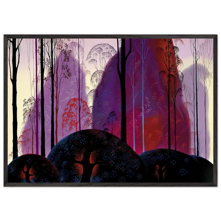 Mauve Red and Purple - Eyvind Earle 70x100 cm / 28x40 inches Framed Art Print – Black Wooden Frame