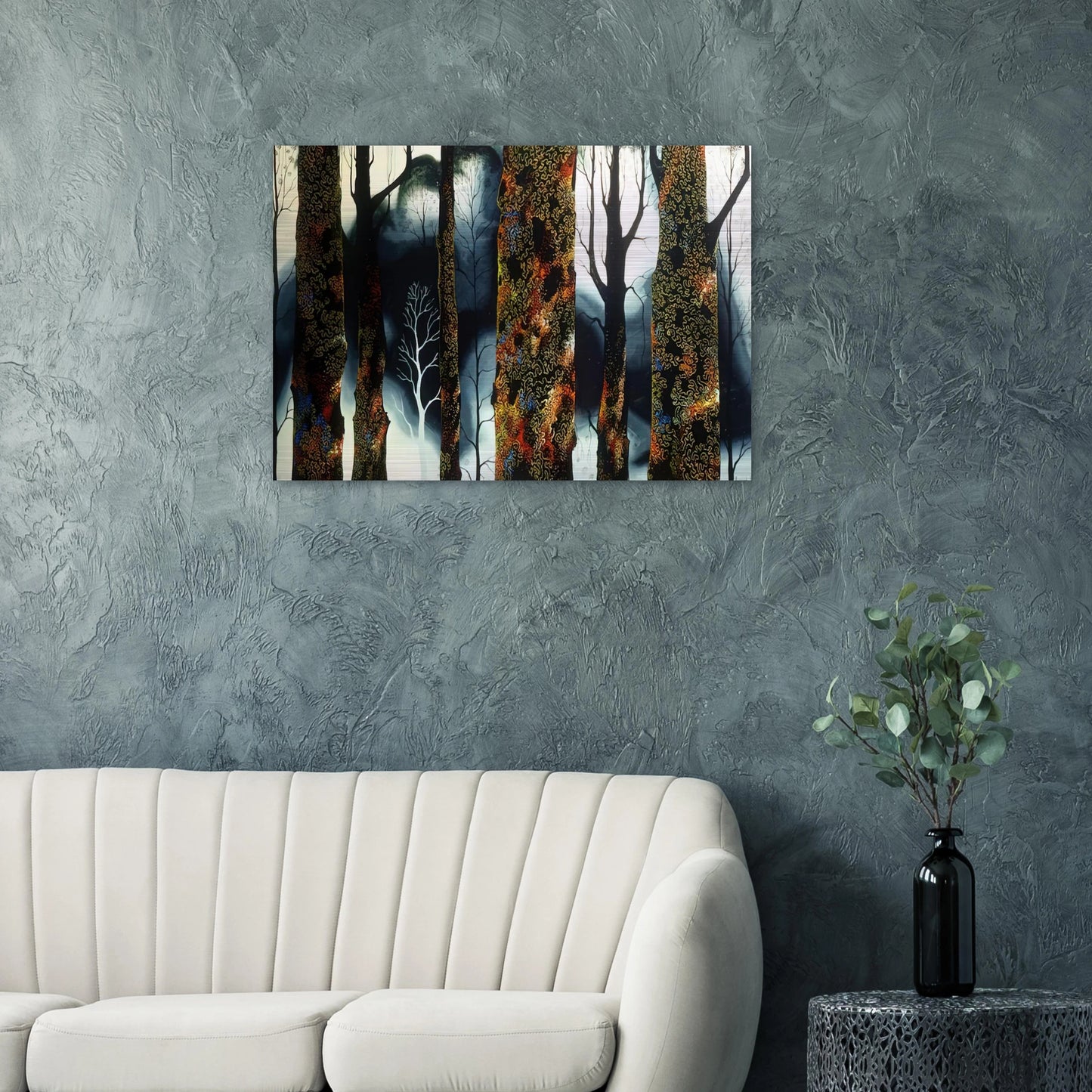 Jewel Trees - Eyvind Earle Brushed Aluminum Print - 70x100 cm / 28x40 inches | Eyvind Earle Aluminum Print | Eyvind Earle Prints