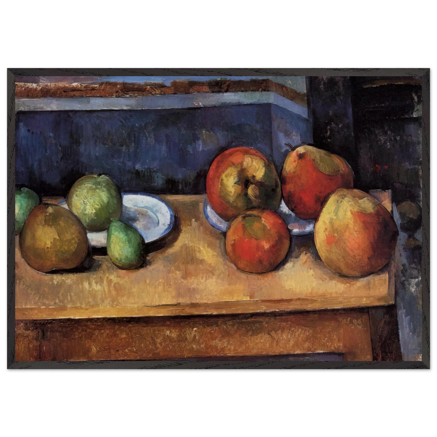 Still Life Apples and Pears - Paul Cezanne 70x100 cm / 28x40 inches Framed Art Print – Black Wooden Frame
