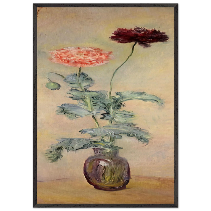 Red and Pink Poppies - claude monet 70x100 cm / 28x40 inches Framed Art Print – Black Wooden Frame