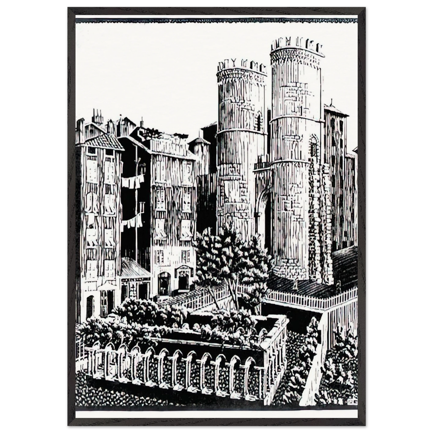 ESCHER 25 - MC Escher 70x100 cm / 28x40 inches Framed Art Print – Black Wooden Frame | Maurits Cornelis Escher Prints