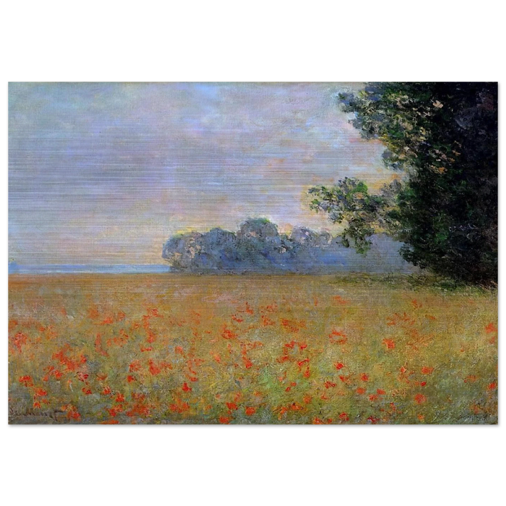 Oat and Poppy Field - claude monet Brushed Aluminum Print - 70x100 cm / 28x40 inches | claude monet Aluminum Print | claude monet Prints
