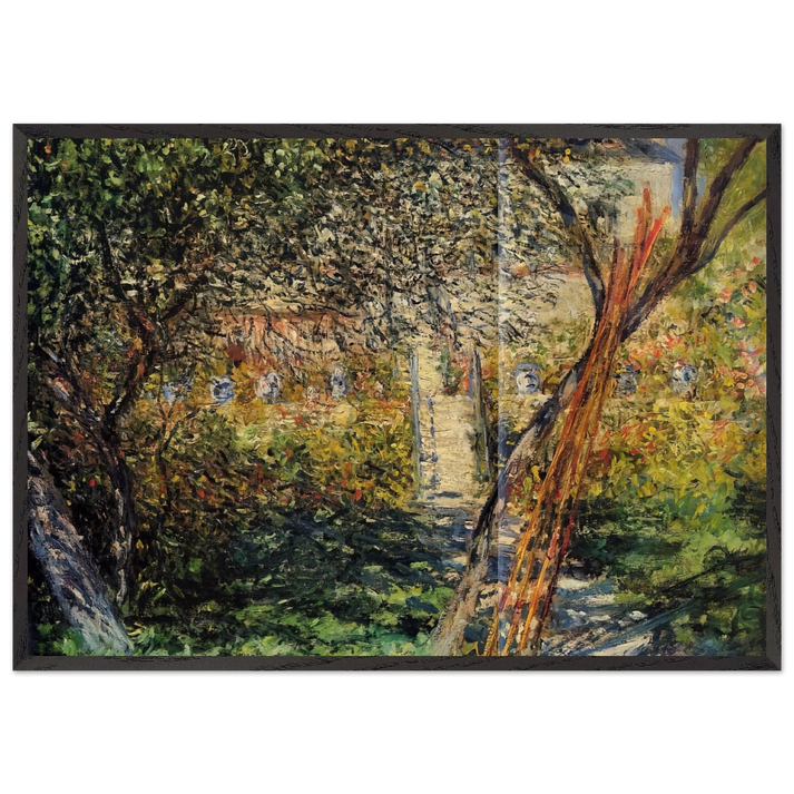 Garden at Vetheuil - claude monet 70x100 cm / 28x40 inches Framed Art Print – Black Wooden Frame