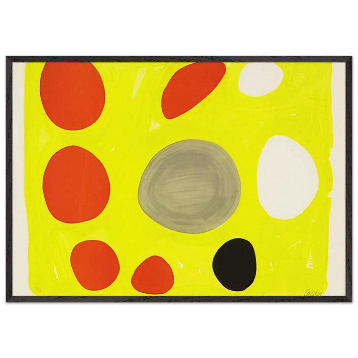 GREY OVAL 1975 - Alexander Calder 70x100 cm / 28x40 inches Framed Art Print – Black Wooden Frame