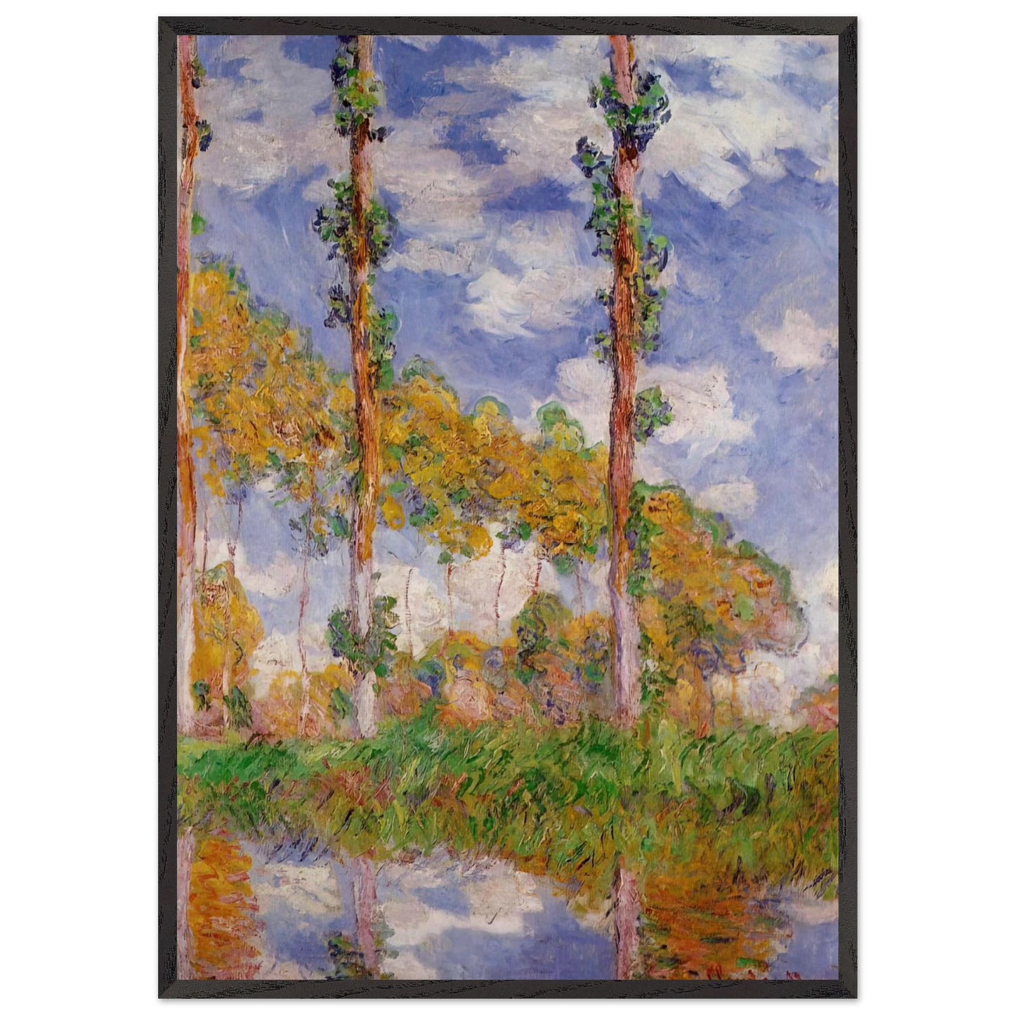 Three Trees in Summer - claude monet 70x100 cm / 28x40 inches Framed Art Print – Black Wooden Frame