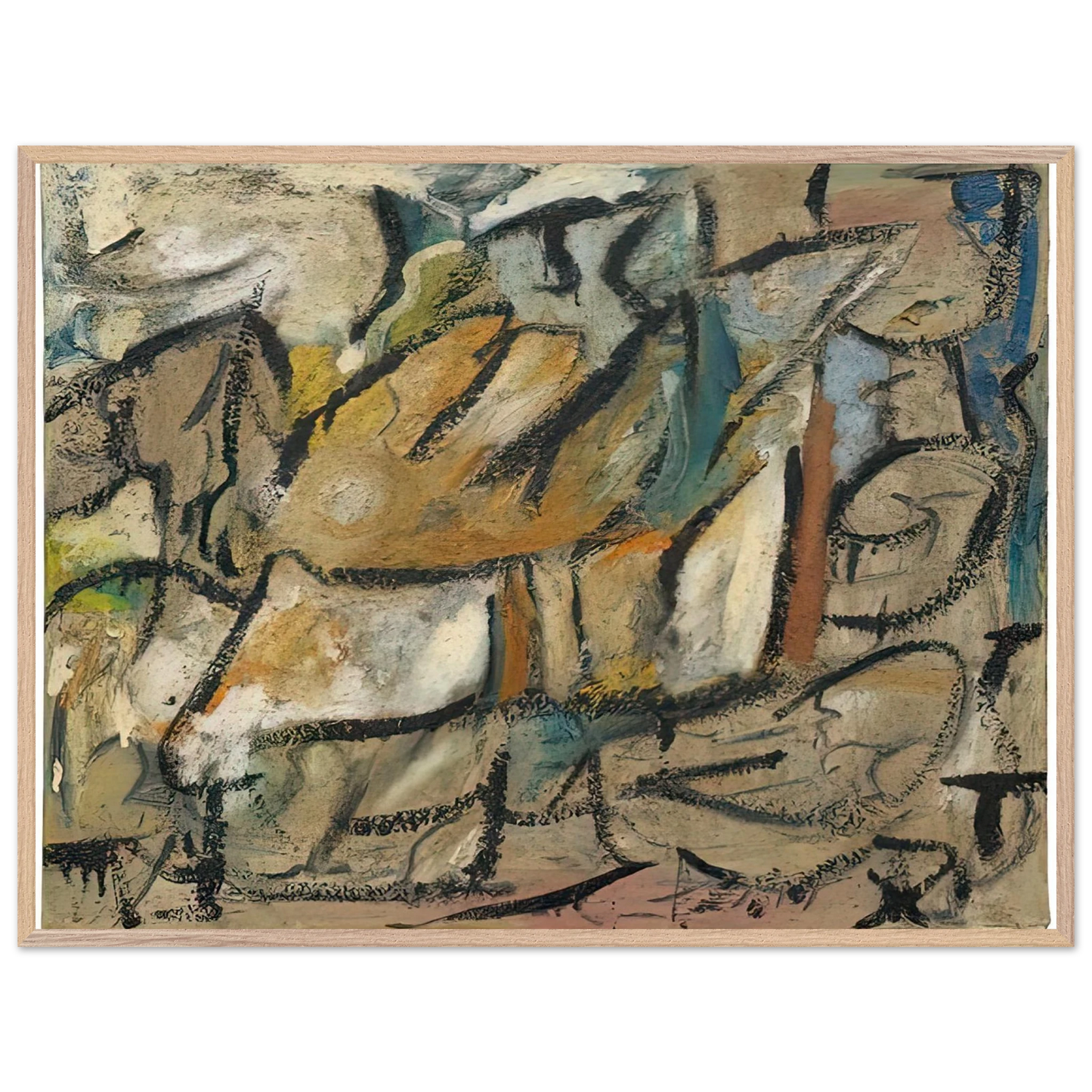 Helen Frankenthaler - August Weather, 1951- Wall Art - 60x80 cm / 24x32 inches - Premium Wooden Framed Poster With Fine Art Paper-canvas - Wood frame