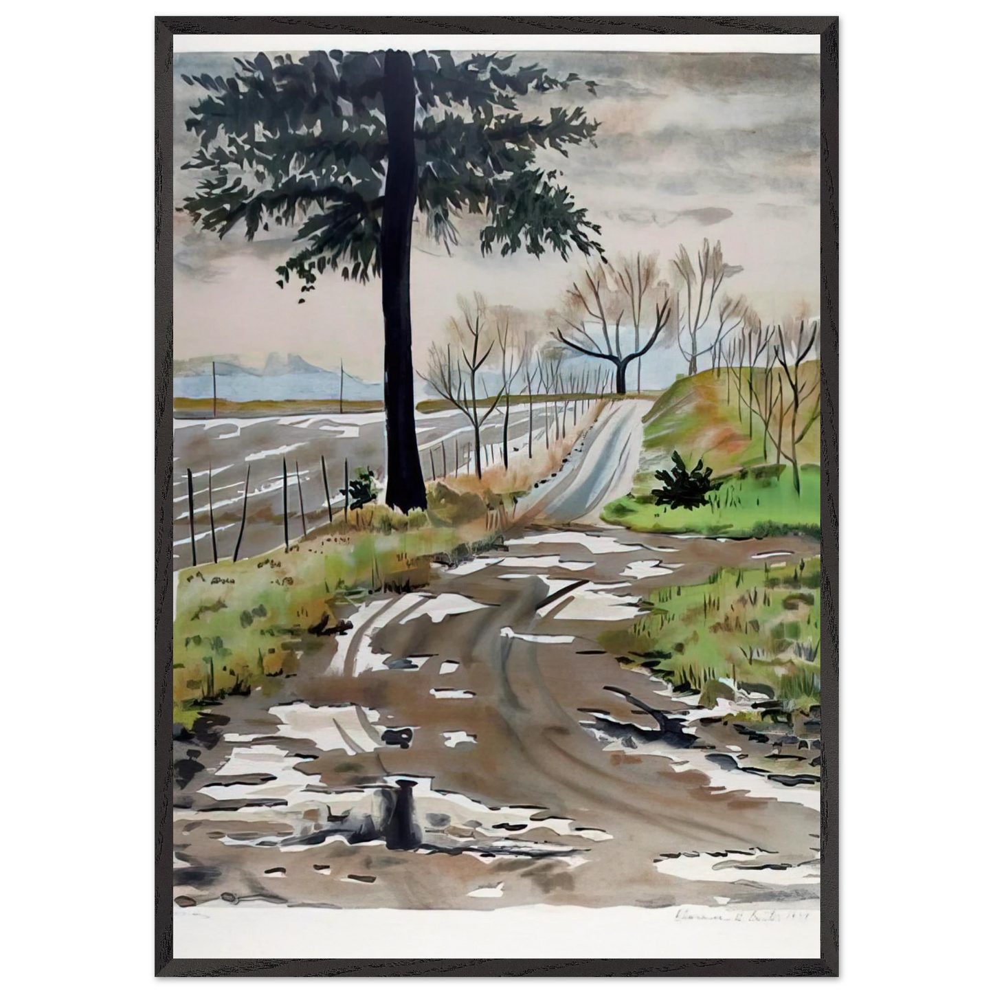 Untitled - Country Road - 1979 - Clarence Holbrook Carter 70x100 cm / 28x40 inches Framed Art Print – Black Wooden Frame