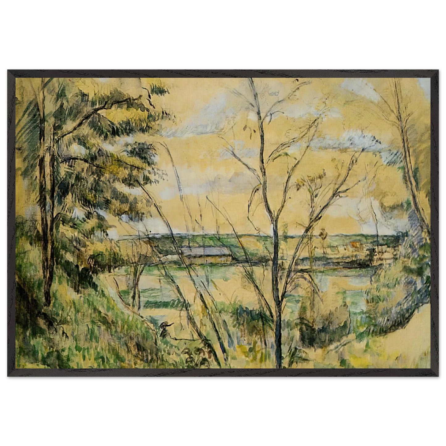 The Oise Valley - Paul Cezanne 70x100 cm / 28x40 inches Framed Art Print – Black Wooden Frame