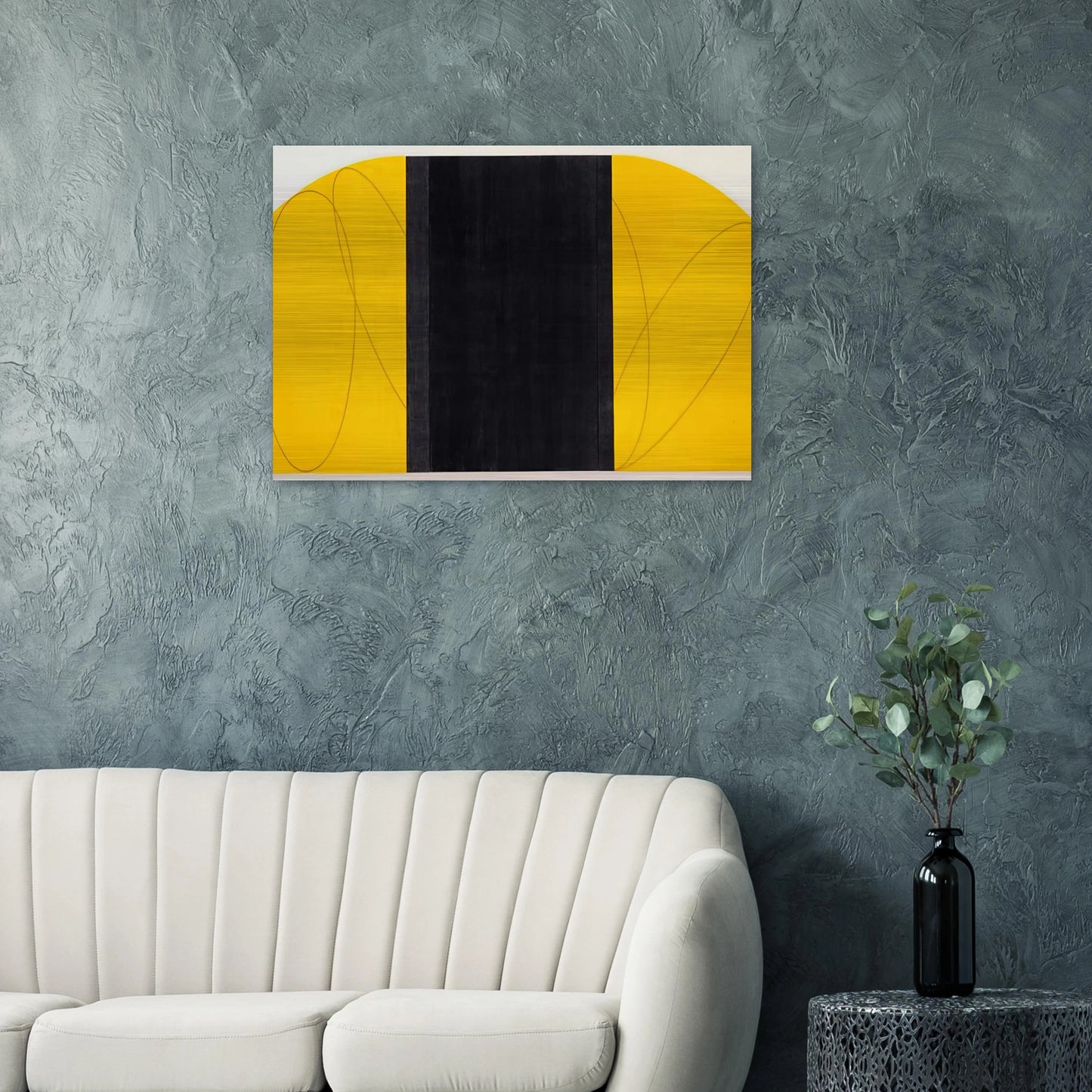 ELLOW BLACK ZONE PAINTING IV 1996 - Robert Mangold Brushed Aluminum Print - 70x100 cm / 28x40 inches | Robert Mangold Aluminum Print | Robert Mangold Prints