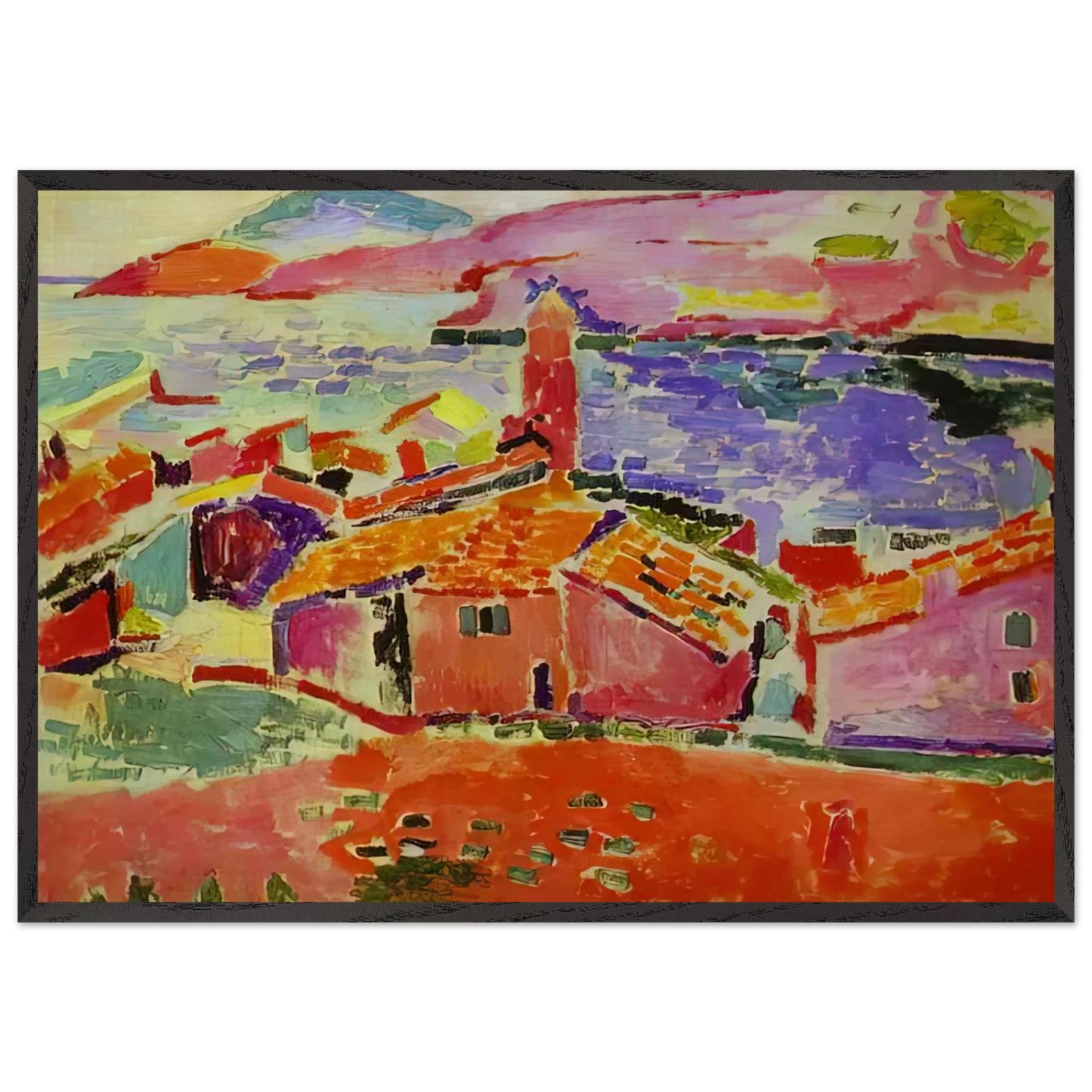 VIEW OF COLLIOURE 1 - Henri Matisse 70x100 cm / 28x40 inches Framed Art Print – Black Wooden Frame