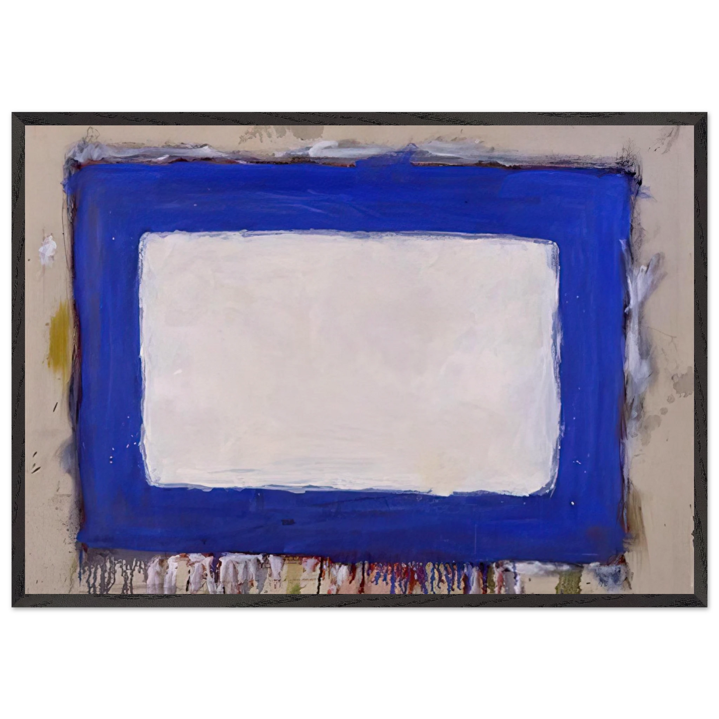 Blue Rectangle II - 1958 - Gene Davis 70x100 cm / 28x40 inches Framed Art Print – Black Wooden Frame