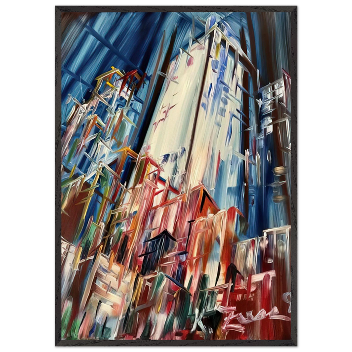 Wolkenkratzer - 1995 Germany - Konrad Zuse 70x100 cm / 28x40 inches Framed Art Print – Black Wooden Frame