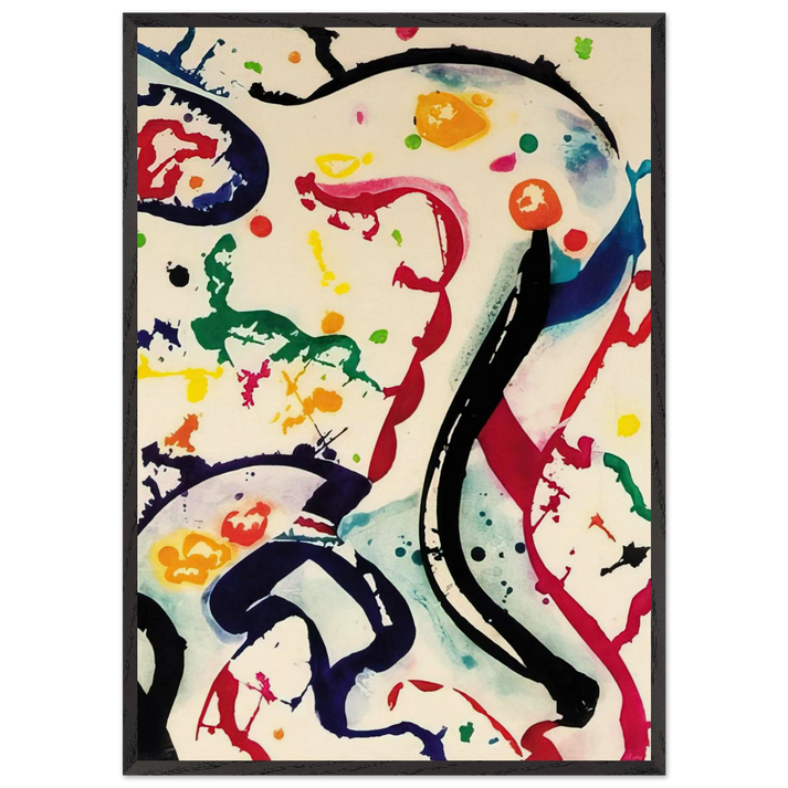 Untitled L I112 - Sam Francis 70x100 cm / 28x40 inches Framed Art Print – Black Wooden Frame