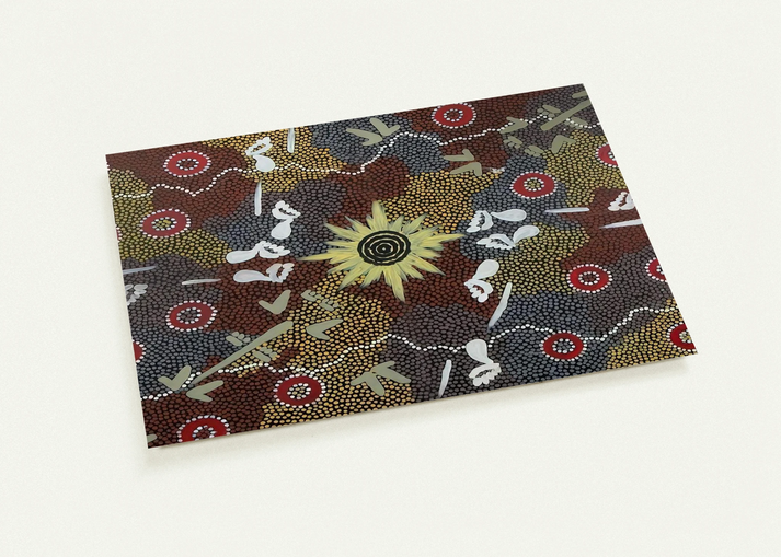 Frog and Kangaroo Dreaming - Native Art By Clifford Possum Tjapaltjarri Pack of 10 Post Cards | Clifford Possum Tjapaltjarri Post Cards | A6 (10.5 x 14.8 cm) - 4.1 x 5.8 inches